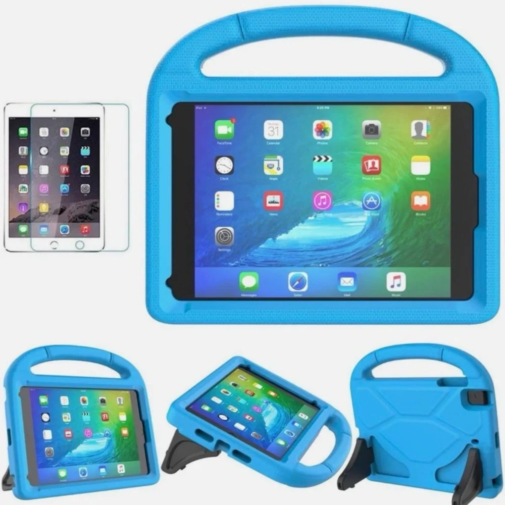 Blue Kid-Friendly Tablet Handle Case with Built-in Stand - Brand Unknown